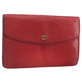 LOUIS VUITTON Clutch Epi Montaigne 27 Rosso M52657 LV Auth 168213