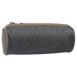 Pochette in tela a nido d'ape Christian Dior in pelle PVC nera Auth bs33076