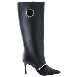 Botas de rodilla de cuero negro con recortes y ojales Salvatore Ferragamo
