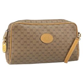 Gucci Borsa a spalla Micro GG Supreme in PVC Beige Oro Auth 170584