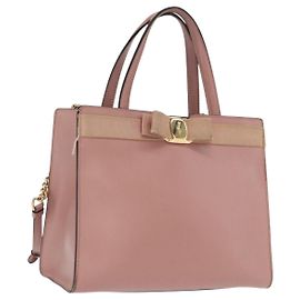Bolso de mano de cuero Salvatore Ferragamo Vala 2way Rosa Dorado Auth 170124
