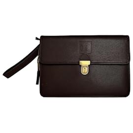 Céline Clutch in pelle vintage Celine Paris marrone con lucchetto
