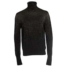 Alexander McQueen, Schwarzer Rollkragenpullover mit goldenem Lurex - Alexander Mcqueen