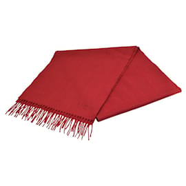 Sciarpa in cashmere e lana rossa vintage Celine con frange, lunga sciarpa foulard. - Céline