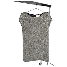 Saint Laurent Trapeze Tweed Kleid Schwarz Weiß