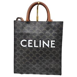 Bolsa tote vertical Celine em canvas monograma marrom - Céline