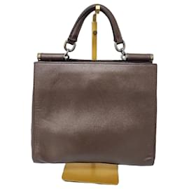 Dolce & Gabbana Borsa a mano Sicily East West in pelle grana marrone di Dolce and Gabbana