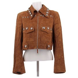 Khaite Wildlederjacke in Braun mit Silberdetails