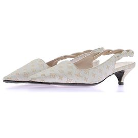 Louis Vuitton Slingbacks a tacco basso argentati e dorati