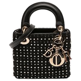 Dior Nero Micro Satin Cristallo Decorato Lady Dior