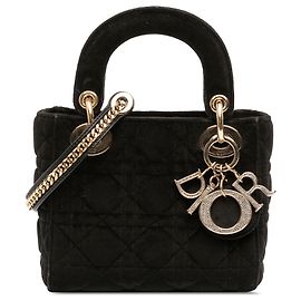 Dior Mini Cannage Lady Dior aus schwarzem Samt