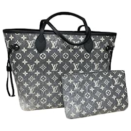 Louis Vuitton Neverfull MM Jaquard Denim Monogram Set Completo