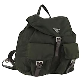 PRADA Backpack Nylon Khaki Silver Auth 165432 - Prada