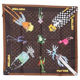 LOUIS VUITTON Sciarpa Bandana Monogramma LV Friends Seta Marrone MP2954 Auth 166390V - Louis Vuitton