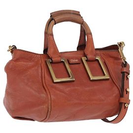 Chloé Sac à main en cuir Chloe Etel 2 en 1 marron or Auth hk3381