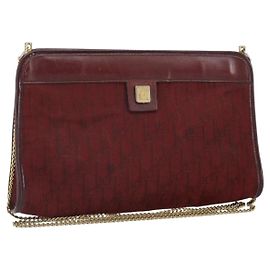 Borsa a spalla in tela Trotter Christian Dior rossa e oro Auth BA9903