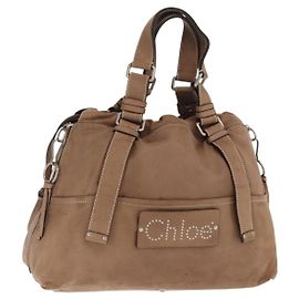 Chloé Sac à main Chloe en cuir beige argent authentique 170443