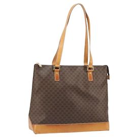 Céline Borsa tote in tela Macadam CELINE in pelle PVC marrone oro Auth 170454