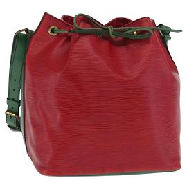 LOUIS VUITTON Borsa a Spalla Petit Noé Epi Bicolore Verde Rosso LV Auth ka2062