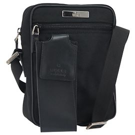 GUCCI Schultertasche Nylon Schwarz Silber 018 1619 Auth 170116