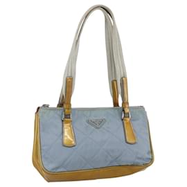 PRADA Tote Bag Nylon Hellblau Silber Auth 170632 - Prada