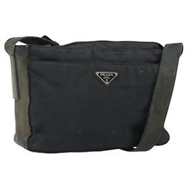Sac à épaule PRADA en nylon noir argent authentique 170408