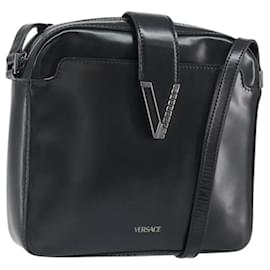 VERSACE Schultertasche aus schwarzem Lackleder Auth BA9919 - Versace