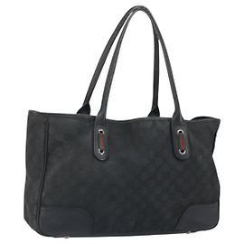 Borsa tote Gucci GG Canvas Web Sherry Line Nera Argento Rossa 293592 Auth 170377