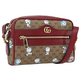 GUCCI GUCCI �~ Borsa Micro GG Supreme Doraemon PVC Beige Oro 647784 Auth 149862SM