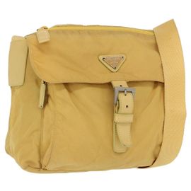 Borsa a Spalla PRADA in Nylon Gialla Argento Autentica 166691
