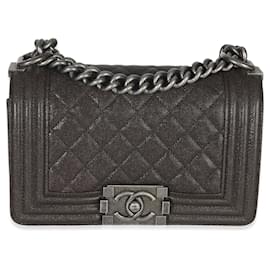 Borsa piccola Boy in caviar trapuntato marrone di Chanel