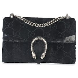 Borsa a catena piccola Dionysus in velluto nero con motivo GG in rilievo Gucci