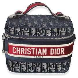 Beauty case Diortravel in velluto obliquo blu rosso Christian Dior
