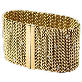 Autre Marque Bracciale in oro vintage con diamanti a taglio brillante – anni '80