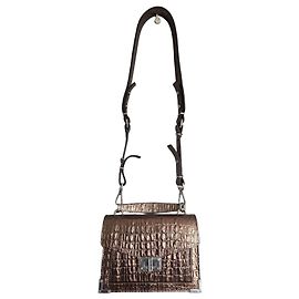 Borsa a mano The Kooples in pelle bronzo metallizzato stampa coccodrillo