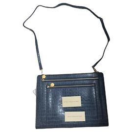 Stella Mc Cartney Bolso cruzado de cuero azul con estampado de cocodrilo
