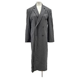 Autre Marque Blazer longo cinza listrado "Ido" em lã