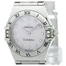 Damenarmbanduhr OMEGA Constellation Quarz Edelstahl Zifferblatt MOP Diamant