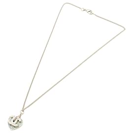 Collana pendente a forma di cuore e logo CC in strass placcato oro di Chanel
