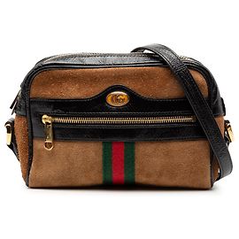 Gucci Mini Crossbody Ophidia in Suede Marrone