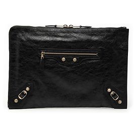 Clutch plano con cremallera Balenciaga de cordero negro Motocross Giant 12