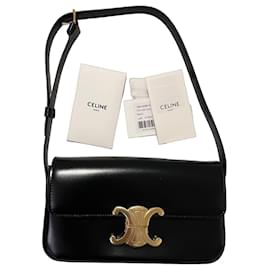 Borsa a mano Saint Laurent Triomphe Long in pelle nera