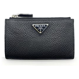 Monedero de cuero Vitello Daino negro de Prada