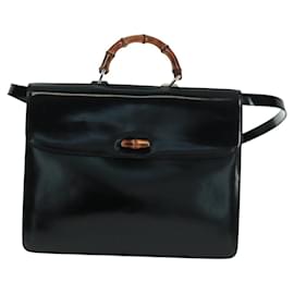 Borsa Vintage Gucci con Manico in Bambù in Pelle Verniciata