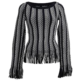 Alaïa Fransenpullover aus schwarzer Wolle