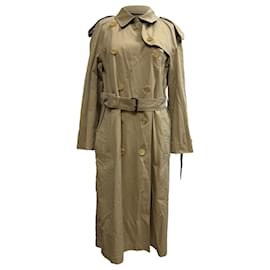 Trench coat de doble botonadura con cinturón en algodón beige de Burberry