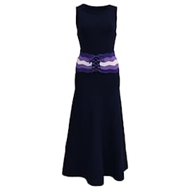 Vestido Midi con Detalle de Corsé Sandro Kimiko en Poliéster Azul Marino