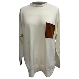 Loewe Anagram-Pocket Pullover aus cremefarbener Wolle