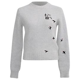 Maglione ricamato Loewe + Suna Fujita in lana bianca