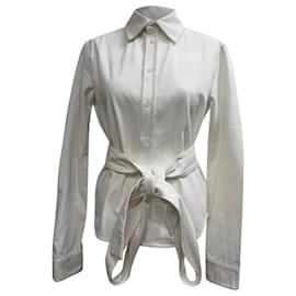 Camicia con bottoni e cintura Loewe in cotone bianco